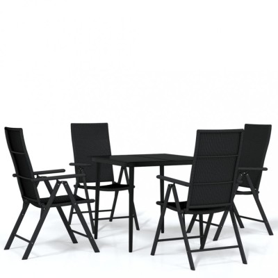 Set de servit masa pentru gradina, 5 piese, negru foto