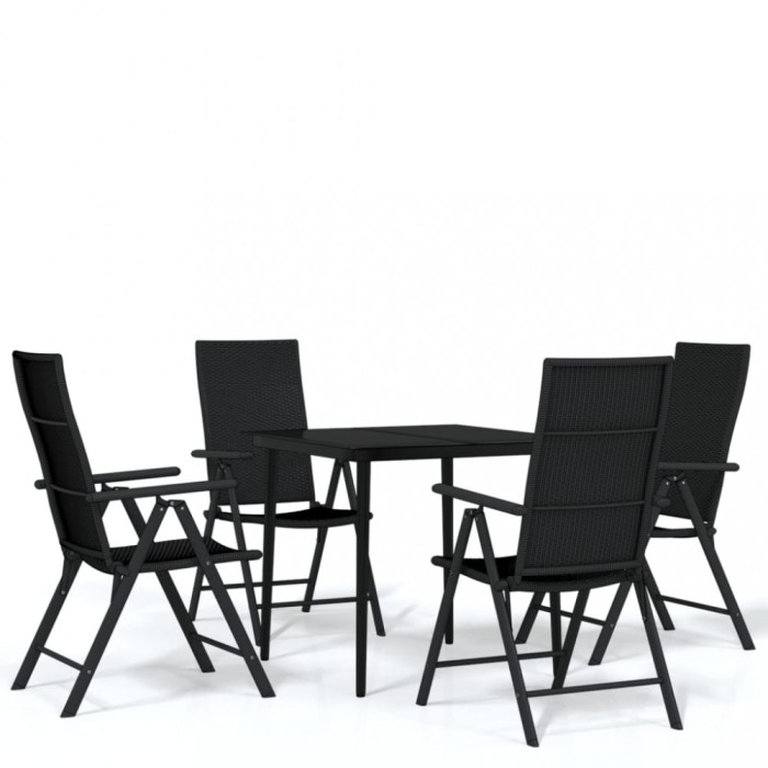 Set de servit masa pentru gradina, 5 piese, negru