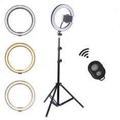 Lampa Circulara Ring Light, Reglare Intensitate, 3 Tipuri Lumina Si Trepied Inclus CT-002