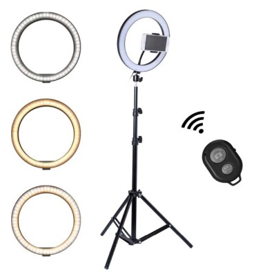 Lampa Circulara Ring Light, Reglare Intensitate, 3 Tipuri Lumina Si Trepied Inclus CT-002 foto
