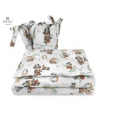 Lenjerie patut cu 3 piese, MimiNu, Pentru patut 120x60 cm, Cu protectie laterala, Din bumbac certificat Oeko Tex Standard 100, D