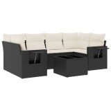 Cumpara ieftin Set canapele de gradina cu perne, 7 piese, negru, poliratan
