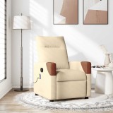 VidaXL Fotoliu rabatabil de masaj, crem, material textil