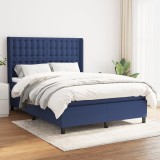 Cumpara ieftin Pat box spring cu saltea, albastru, 140x200 cm, textil