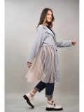 Cumpara ieftin Jacheta Lunga Dama Gri/Negru Tul Serrnade, Marime Unica M-XL, Bumbac-Poliester, Eleganta &amp; Confortabila