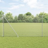 VidaXL Gard din S&acirc;rmă Sudată cu 7 St&acirc;lpi de Sprijin 1.6x10 m Oțel Galvanizat