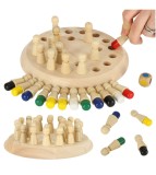 Joc de Memorie tip Sah, pentru copii, tabla de lemn rotunda, piese colorate, zar inclus, multicolor, Oem