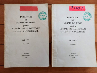 Indicator De Norme De Deviz Alimentare Cu Apa Si Canalizare - Ac 1981 2 volume foto