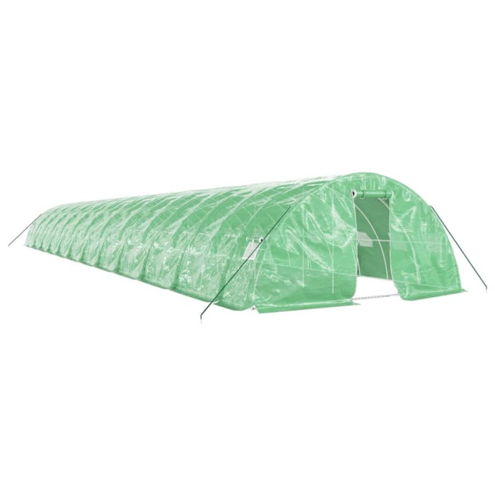 Sera cu cadru din otel, verde, 120 m&sup2;, 24x5x2,3 m