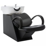 Cumpara ieftin Scaun șamponare salon, cu lavoar, negru și alb, piele ecologică