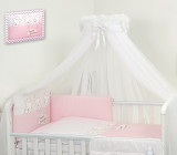 Set lenjerie din bumbac cu protectie laterala pentru pat bebelusi Sweet Dreams Pink 120x60 cm, AMY