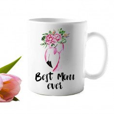 Cana personalizata model " Best Mom Ever Flamingo " 9.5x8cm