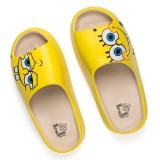 Slapi de plaja tip slides, Galbeni cu model Sponge Bob, pentru femei, CMCLASS