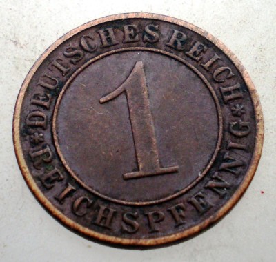 B.224 GERMANIA WEIMAR 1 REICHSPFENNIG 1934 D foto