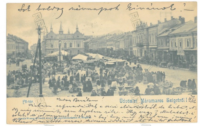 5237 - SIGHET, Maramures, Market, Litho, Romania - old postcard - used - 1904