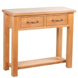 Cumpara ieftin Masa consola cu 2 sertare, 83x30x73 cm, lemn masiv de stejar