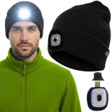 Caciula de iarna cu lanterna LED USB, neagra, universala Trizand