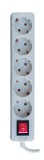 Prelungitor Ted Electric, 3 metri 5 prize schuko + intrerupator cablu 3x1,5mm ALB (1/40) TED006394 NEW