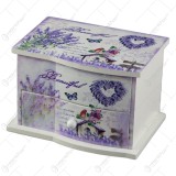 Cutie de bijuterii din lemn cu sertar si oglinda 14&times;10 CM &ndash; Lavender