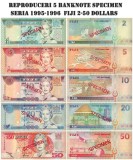 Reproduceri 5 Banknote Specimen Seria 1995-1996 Fiji 2-50 Dollars