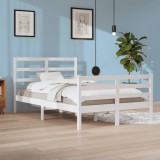 VidaXL Cadru de pat, alb, 120x200 cm, lemn masiv de pin