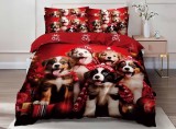 Cumpara ieftin Lenjerie Pat De Craciun Frosty Cr019, Bumbac, 6 Piese, Fara Elastic, Imprimeu