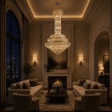 Candelabru din Cristal GRAND, 87xE14, D138 cm, Auriu, Inaltime Reglabila