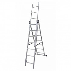 Scara aluminiu, 3 tronsoane, 7 trepte, max 150 kg, 4.23 m,&nbsp;Drabest