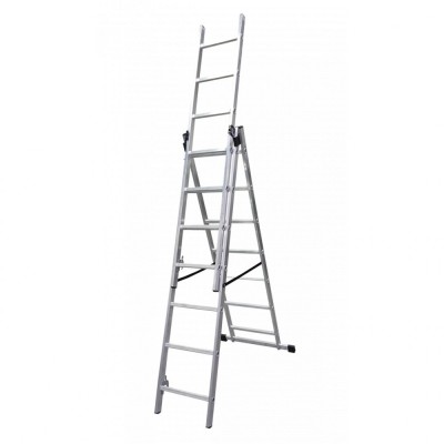 Scara aluminiu, 3 tronsoane, 7 trepte, max 150 kg, 4.23 m,&amp;nbsp;Drabest foto