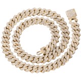 Colier Cuban Billionaire Gold Iced out , material inod , model unisex, lungime 50 cm