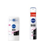 Set NIVEA Black&amp;amp;White Invisible Clear femei: Deodorant spray 200 ml + Deodorant stick 50 ml