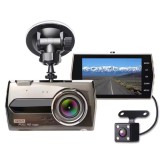 Camera auto dvr full hd 1080p, ecran ips 4 inci, unghi larg 170&deg;, obiectiv dual, viziune nocturna, senzor g, mod parcare, inregistrare in bucla