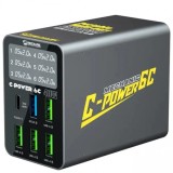 Incarcator Statie Mechanic 6C with Display, 40W, 3A, 1 x USB-C - 5 x USB-A, Negru, Universal