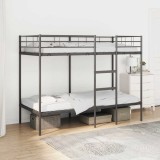 Cumpara ieftin Pat supraetajat fără saltea negru 100x190 cm oțel