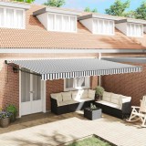 vidaXL Copertină retractabilă antracit/alb, 5x3 m, textil/aluminiu