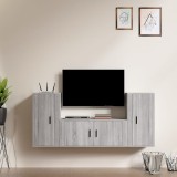 Cumpara ieftin Set dulap TV, 3 piese, gri sonoma, lemn prelucrat