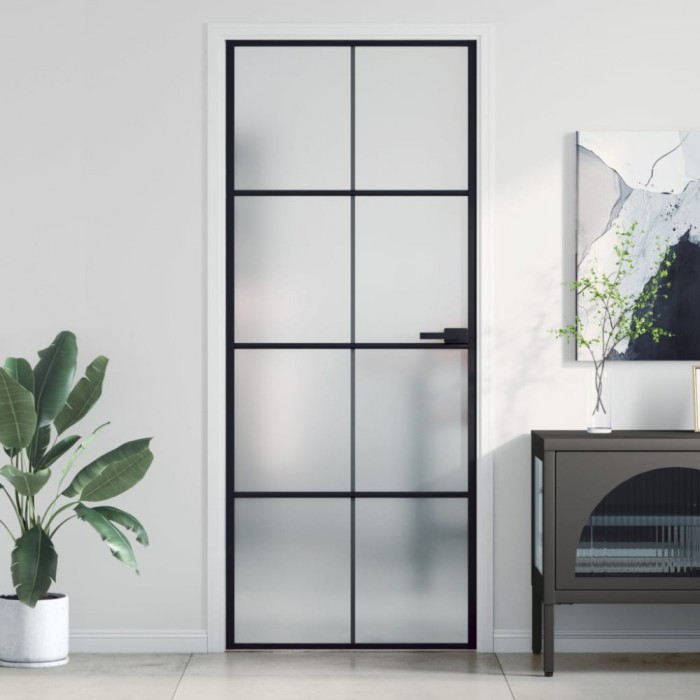 vidaXL Ușă de interior negru 83x201,5 cm sticlă securiz./aluminiu slim 155127