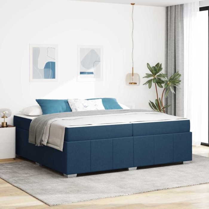 vidaXL Cadru de pat cu saltea albastru 200 x 200 cm țesătură 3398313