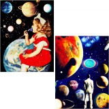Set de 2 picturi cu diamante Ginfonr, multicolor, 30 x 40 cm