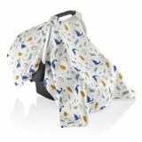 Parasolar Auto BabyJem din Bumbac, 0-13 kg, Dimensiune 90x110 cm, Model Inele Colorate, Certificat Oekotex