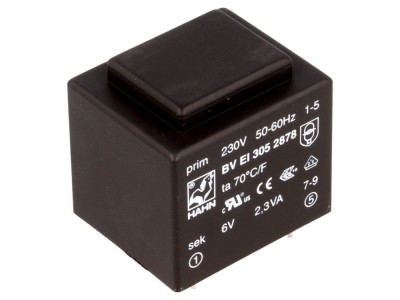 Transformator PCB 2,3VA 230VAC 6V foto