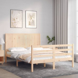 VidaXL Cadru de pat cu tăblie, 140x190 cm, lemn masiv