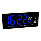 Ceas Digital LED Albastru JH-3604: Alarma, Calendar, Temperatura, Afisaj Ajustabil, Montare pe Perete/Birou, 36.2x15.6x4 cm