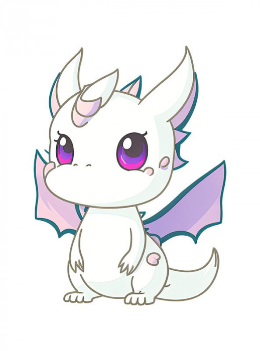 Sticker decorativ Dragonas, Alb, 74 cm, 6147ST