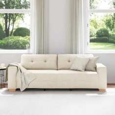 vidaXL Canapea cu pernă cu pernă Bej 220 x 78 x 84 cm in