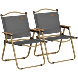 Outsunny Set 2 Scaune de Camping Pliabile cu Cotiere, 54x59x78 cm, Gri &Icirc;nchis | Aosom Romania