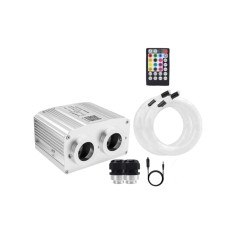 Kit Fibra Optica Plafon Instelat Auto TWINKLE RGBW 32W 600 Fire 0.75mm si 3M lungime , Control din Aplicatie Telefon si Telecomanda cu Infrarosu AutoR