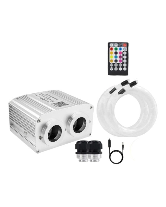 Kit Fibra Optica Plafon Instelat Auto TWINKLE RGBW 32W 600 Fire 0.75mm si 3M lungime , Control din Aplicatie Telefon si Telecomanda cu Infrarosu AutoR