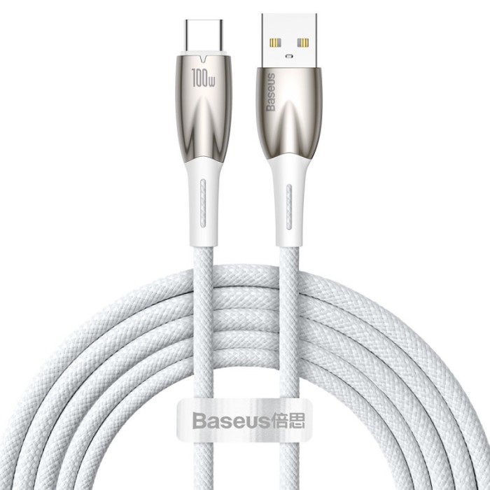 Cablu de date Baseus Glimmer, USB/USB-C, 2m, Alb