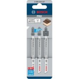 Bosch PRO Hardwood clean reverse T101BRF - Set panze fierastrau pendular tija cu un prag de prindere (T) 100 mm lemn taiere dreapta fina 3 bucati